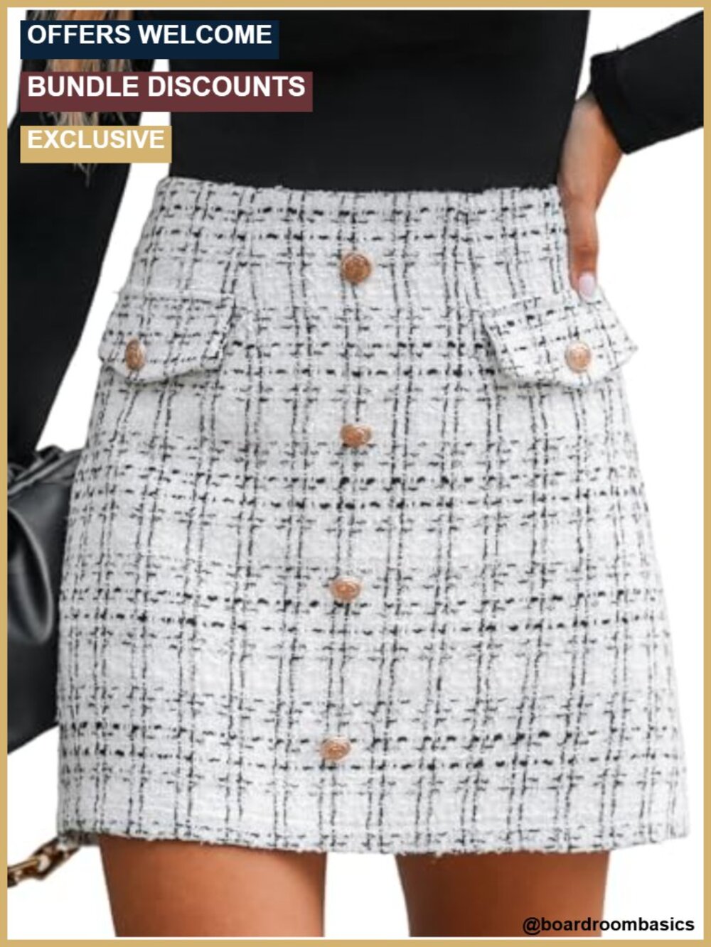 Plaid Mini Skirt High Waist Button Front 100% Polyester Slim Fit